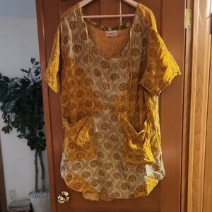 Elegant Yellow and Brown Tunic Top